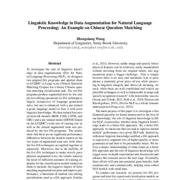 Linguistic Knowledge in Data Augmentation for Natural Language ...