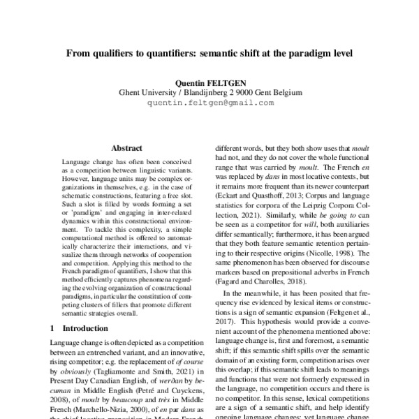 From qualifiers to quantifiers: semantic shift at the paradigm level ...