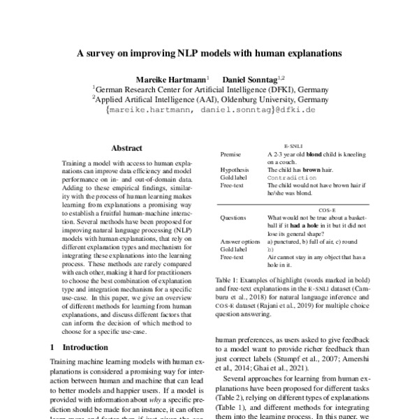 A survey on improving NLP models with human explanations - ACL Anthology
