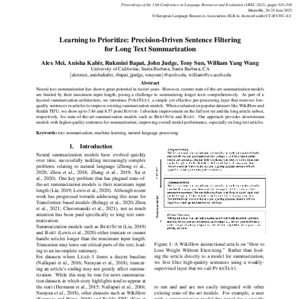 Learning to Prioritize: Precision-Driven Sentence Filtering for Long ...