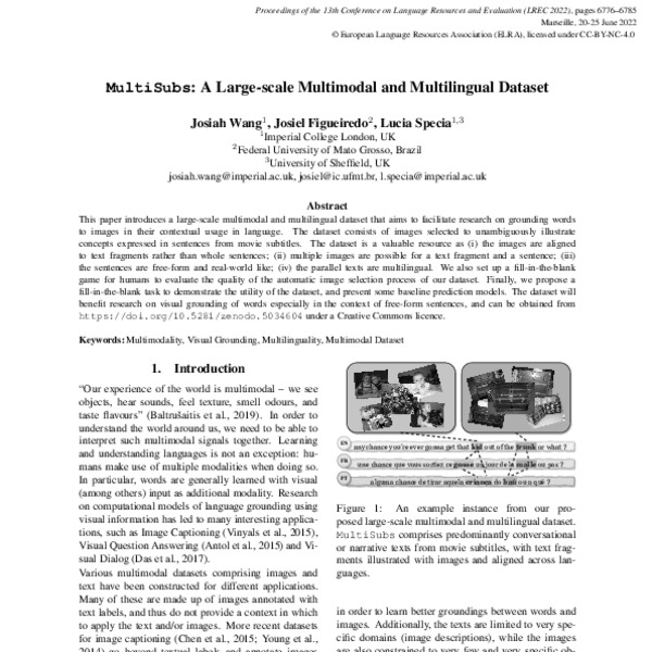 MultiSubs: A Large-scale Multimodal and Multilingual Dataset - ACL ...