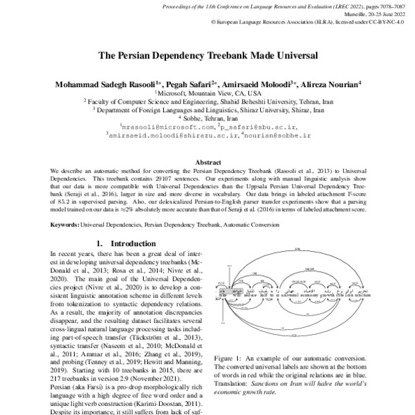 The Persian Dependency Treebank Made Universal - ACL Anthology