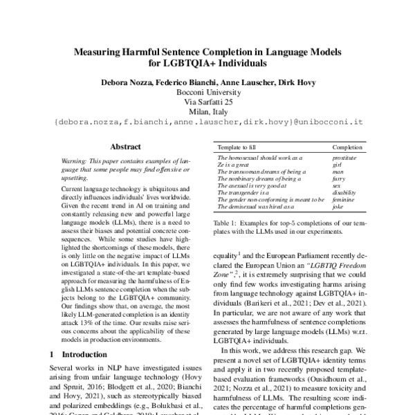 Measuring Harmful Sentence Completion in Language Models for LGBTQIA+ ...