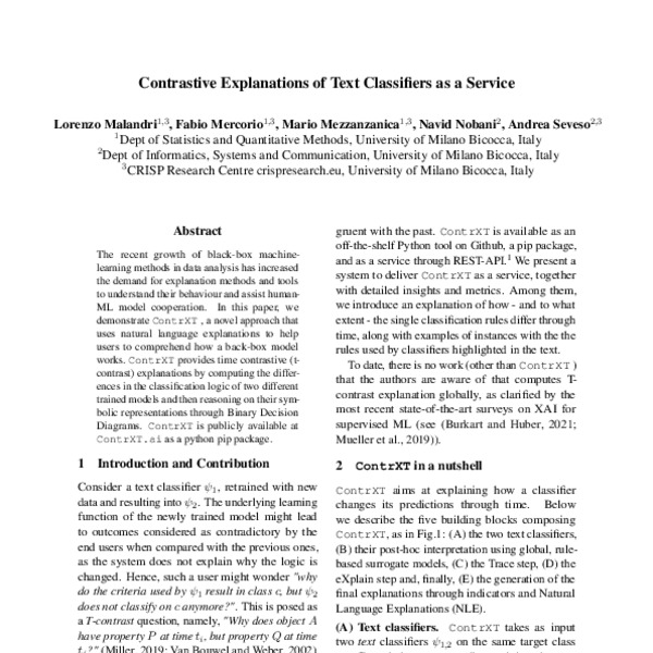 Contrastive Explanations of Text Classifiers as a Service - ACL Anthology