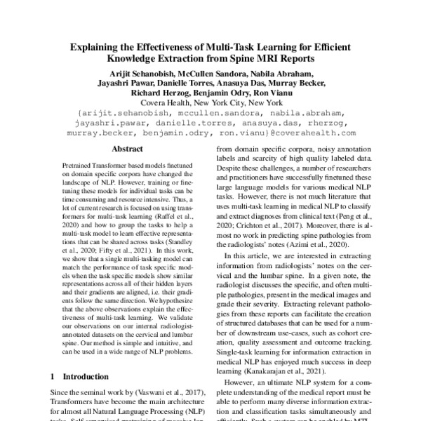Explaining the Effectiveness of MultiTask Learning for Efficient