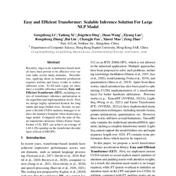 Easy and Efficient Transformer Scalable Inference Solution For Large