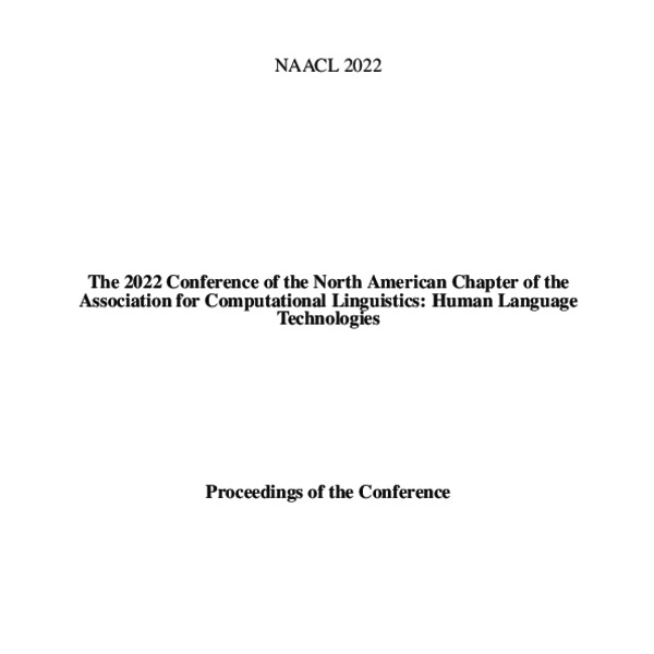 Proceedings of the 2022 Conference of the North American Chapter of the