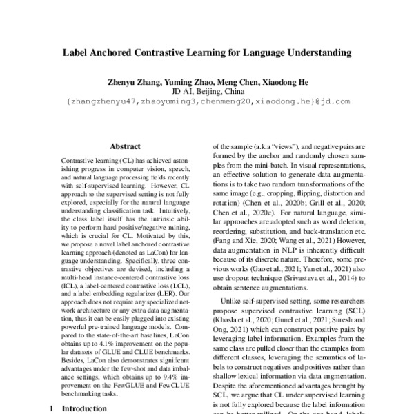 Label Anchored Contrastive Learning for Language Understanding - ACL ...