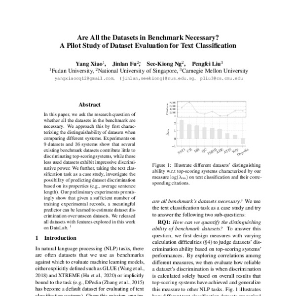 Are All the Datasets in Benchmark Necessary? A Pilot Study of Dataset ...