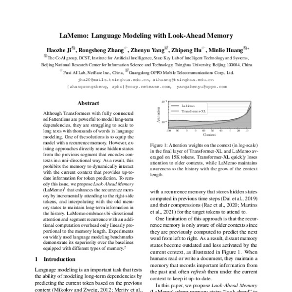 LaMemo: Language Modeling with Look-Ahead Memory - ACL Anthology