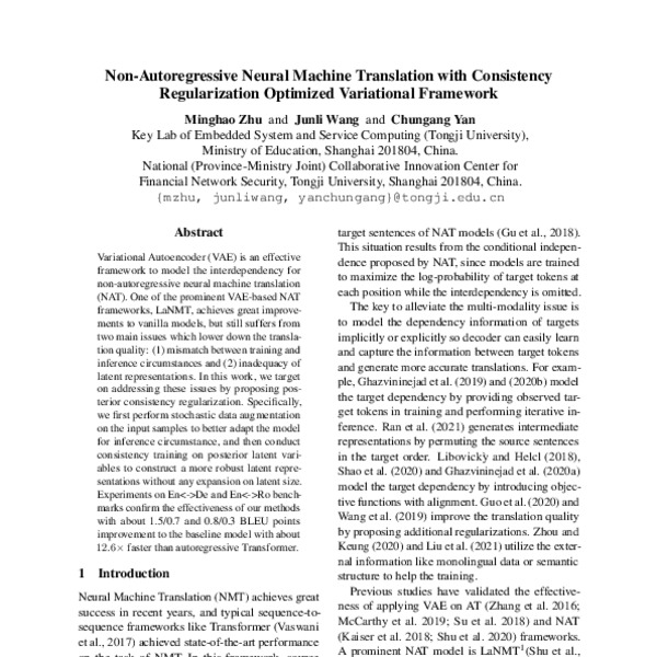 Non Autoregressive Neural Machine Translation With Consistency Regularization Optimized