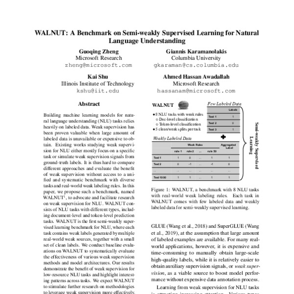 WALNUT: A Benchmark on Semi-weakly Supervised Learning for Natural ...