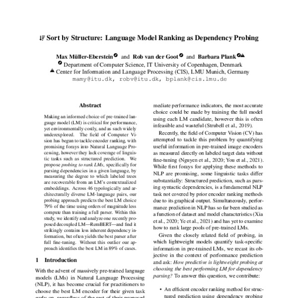 Sort by Structure: Language Model Ranking as Dependency Probing - ACL ...