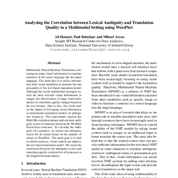 Analysing the Correlation between Lexical Ambiguity and Translation