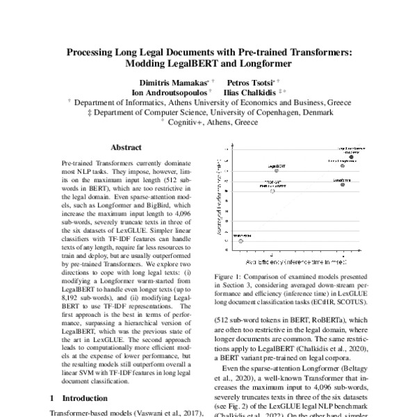 Processing Long Legal Documents with Pretrained Transformers Modding