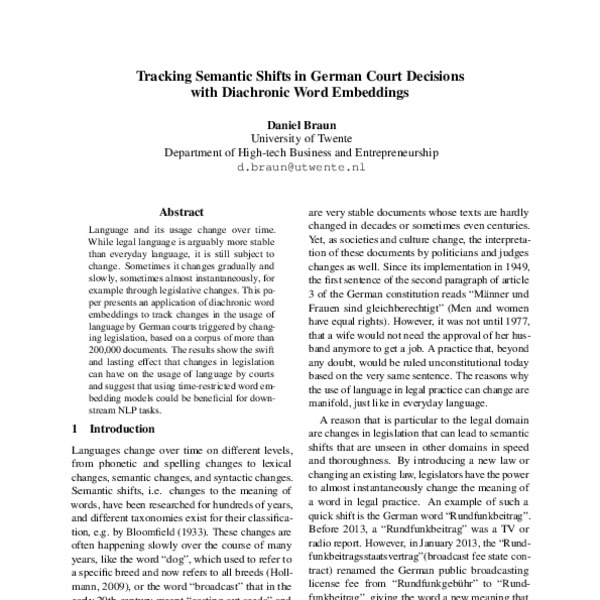 Tracking Semantic Shifts in German Court Decisions with Diachronic Word ...