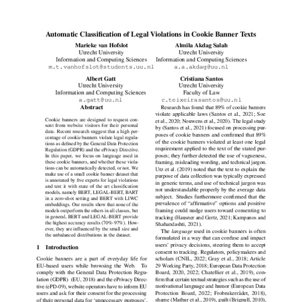 Automatic Classification of Legal Violations in Cookie Banner Texts ...