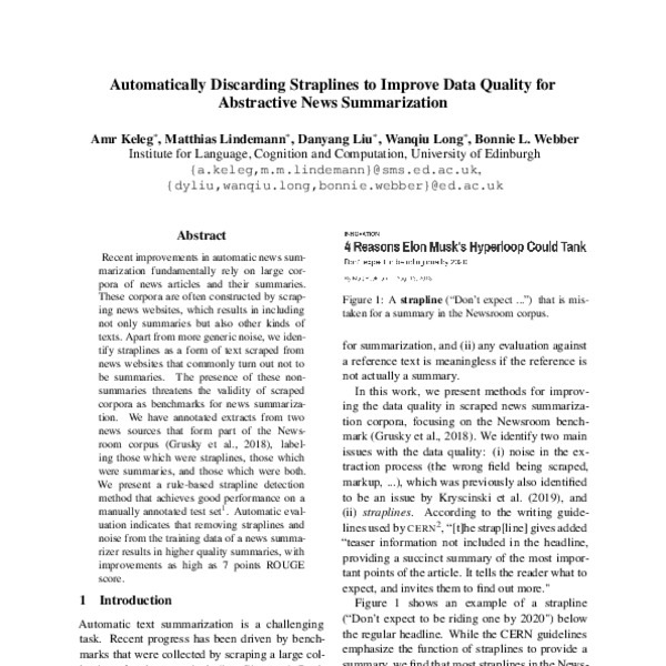 Automatically Discarding Straplines to Improve Data Quality for ...