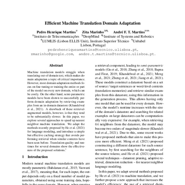 Efficient Machine Translation Domain Adaptation - ACL Anthology