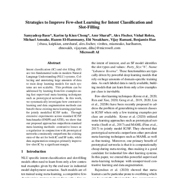 Strategies to Improve Few-shot Learning for Intent Classification and ...