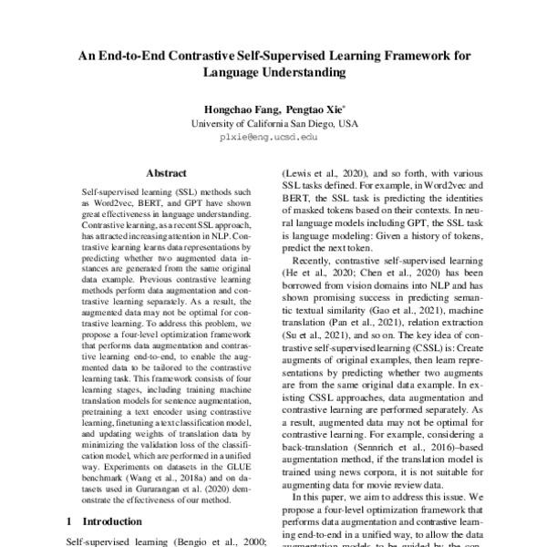 An End-to-End Contrastive Self-Supervised Learning Framework for ...
