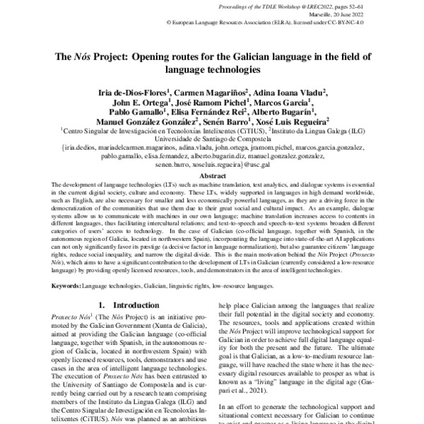 The Nós Project: Opening routes for the Galician language in the field ...