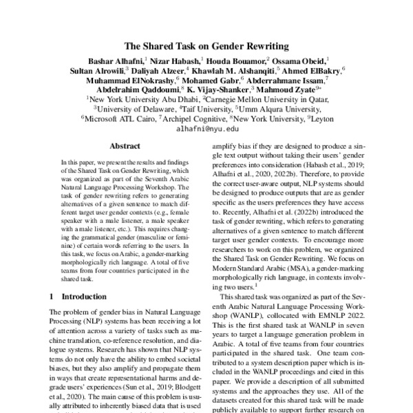 The Shared Task on Gender Rewriting - ACL Anthology