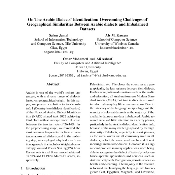 On The Arabic Dialects’ Identification: Overcoming Challenges of ...