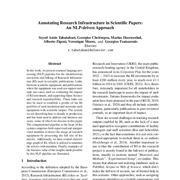 annotating research infrastructure in scientific papers an nlp driven approach