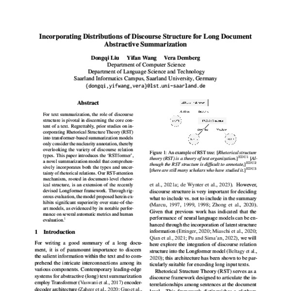 RST model of discourse structure.