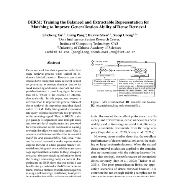 BERM: Training The Balanced And Extractable Representation For Matching ...