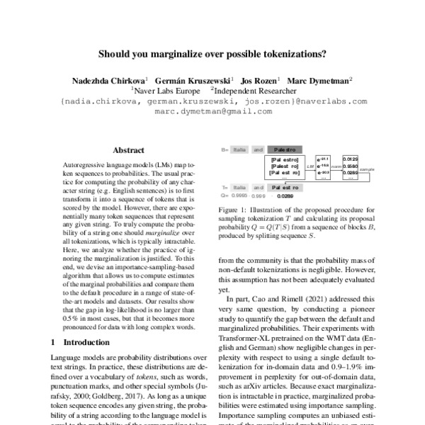 Should you marginalize over possible tokenizations? - ACL Anthology
