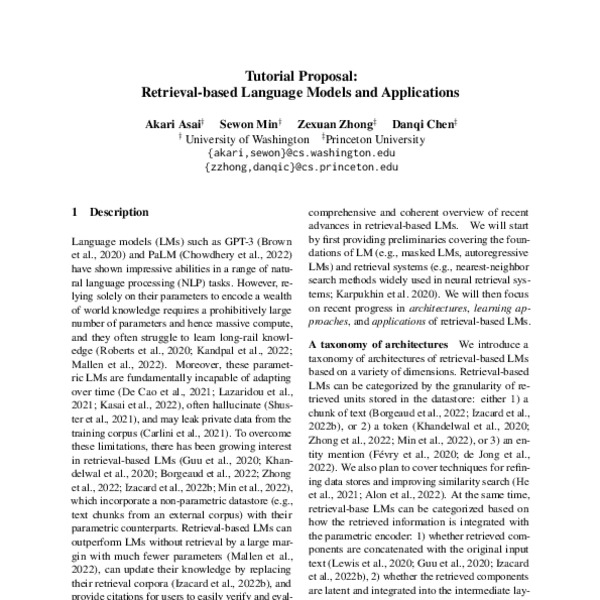 Retrieval-based Language Models And Applications - ACL Anthology