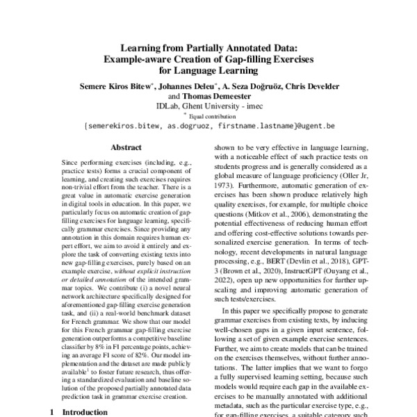 Learning From Partially Annotated Data Example Aware Creation Of Gap