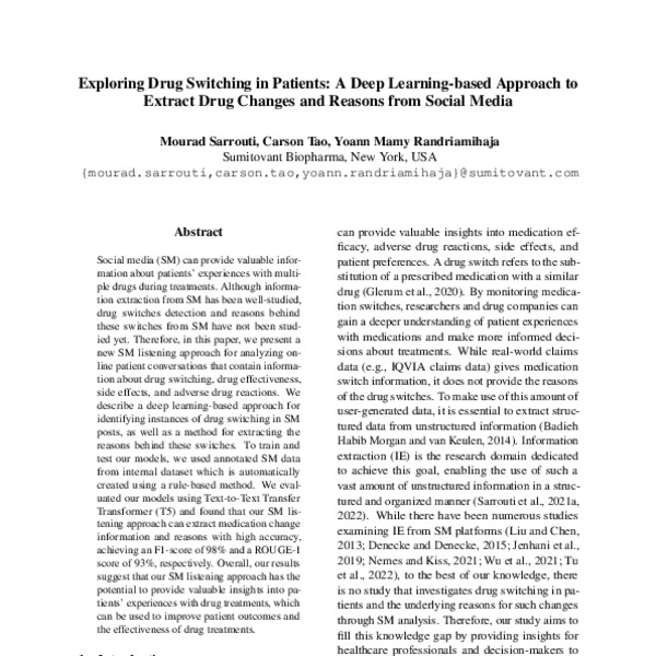 Exploring Drug Switching in Patients A Deep Learningbased Approach to