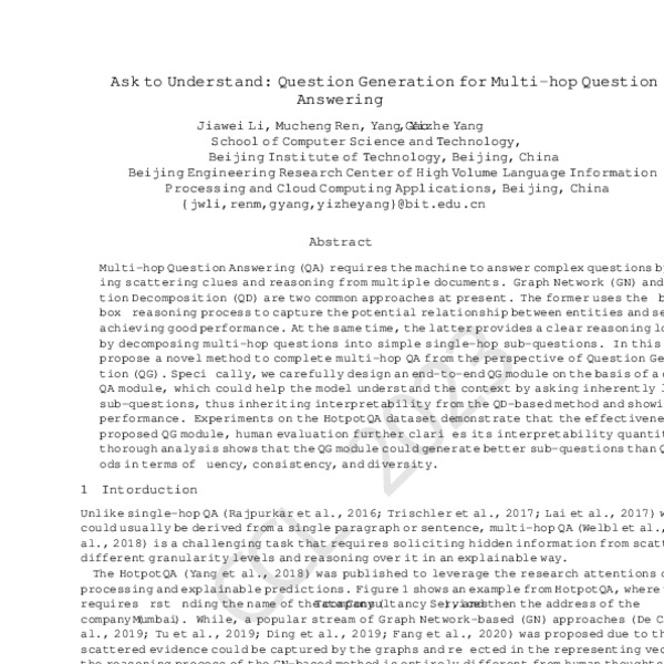 Ask to Understand: Question Generation for Multi-hop Question Answering ...