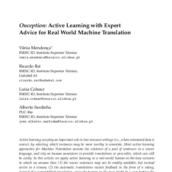 Onception: Active Learning with Expert Advice for Real World Machine ...