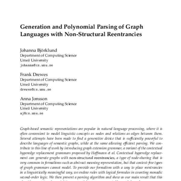 Generation and Polynomial Parsing of Graph Languages with Non ...