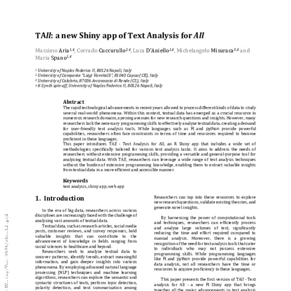 TAll: A New Shiny App of Text Analysis for All - ACL Anthology