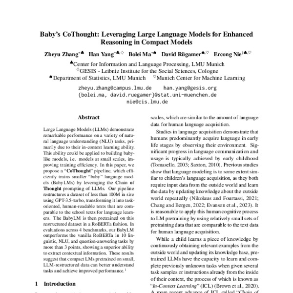 Baby’s CoThought: Leveraging Large Language Models for Enhanced ...