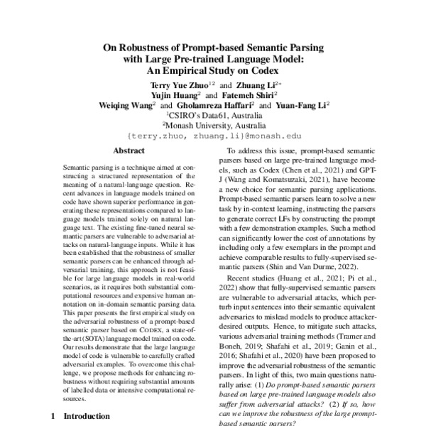 On Robustness Of Prompt-based Semantic Parsing With Large Pre-trained ...