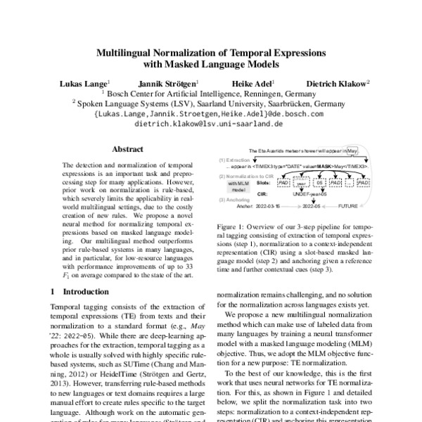 Multilingual Normalization Of Temporal Expressions With Masked Language Models Acl Anthology