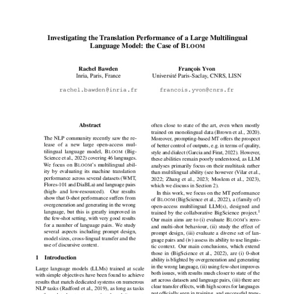 How Does Large Language Model BLOOM Perform for Machine Translation? -  Slator