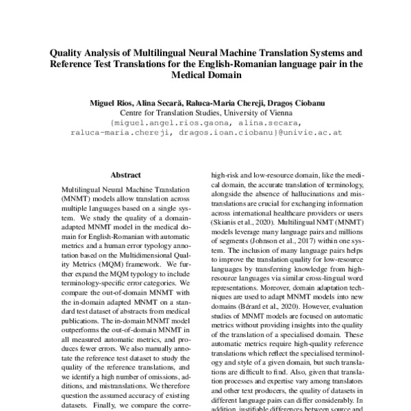 Quality Analysis of Multilingual Neural Machine Translation Systems and ...