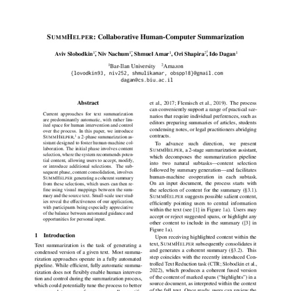 SummHelper Collaborative Summarization ACL Anthology