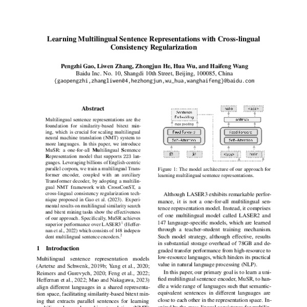 Learning Multilingual Sentence Representations with Crosslingual