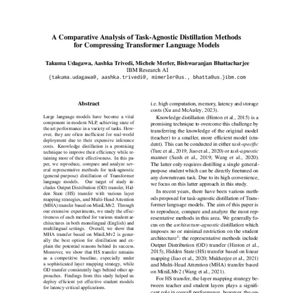 A Comparative Analysis of Task Agnostic Distillation Methods for