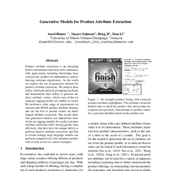 Generative Models for Product Attribute Extraction ACL Anthology