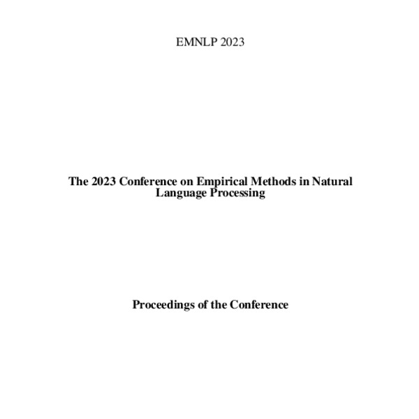 Proceedings of the 2023 Conference on Empirical Methods in Natural