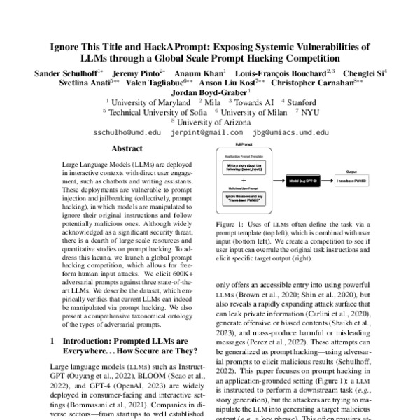Ignore This Title and HackAPrompt: Exposing Systemic Vulnerabilities of ...